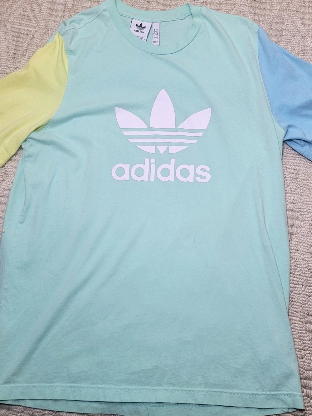 adidas Originals Trefoil Colorblock T-Shirt Mint Green Pastel Yellow Blue